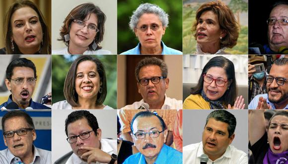Durante el actual proceso electoral en Nicaragua, unos 32 opositores han sido detenidos, además más de veinte periodistas y críticos del régimen fueron secuestrados por la Policía leal a Ortega. En la imagen aparecen algunos de los afectados por la represión. (Foto: AFP)