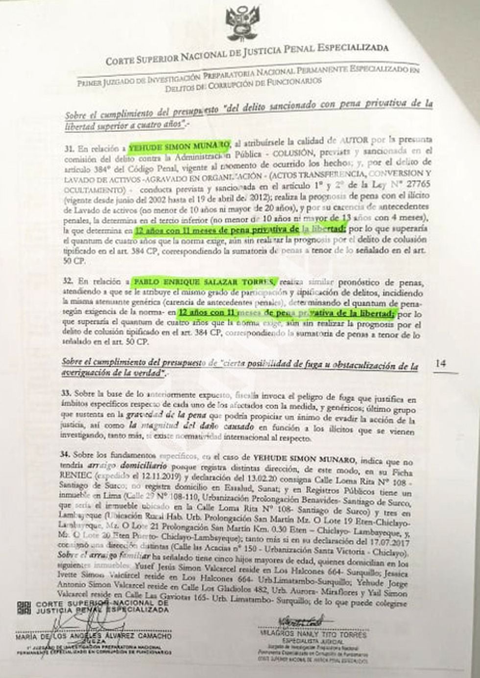Este Diario accedió a la orden de detención preliminar contra Simon, emitida por la jueza Álvarez Camacho. (Foto: El Comercio)