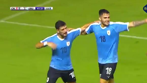 Uruguay vs. Costa Rica: Giorgian De Arrascaeta convirtió el 1-0 desde el punto penal | Foto: Captura