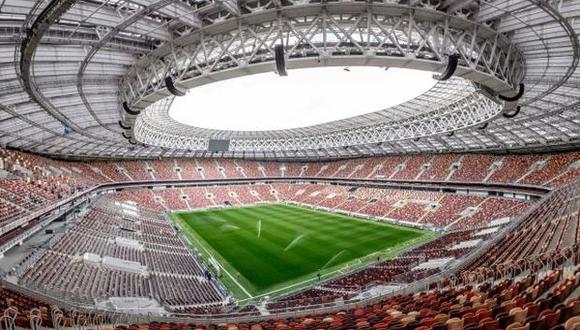 Esta es la imponente imagen del estadio Luzhniki de Moscú, donde se llevará a cabo la inauguración y la final del Mundial de Rusia. (Foto: AFP)