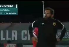 El DT de Benevento y su reacción tras el gol de Gianluca Lapadula