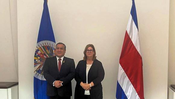 El jefe del Gabinete Ministerial, Gustavo Adrianzén, dialogó con la presidenta de la Corte Interamericana de Derechos Humanos (Corte IDH), Nancy Hernández, en Costa Rica.