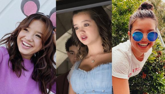 En los extremos, Peyton Elizabeth Lee en las fotos que comparte en redes sociales. Al centro, caracterizada como uno de los personajes de la película "Secret Society of Second Born Royals". Fotos: @peytonelizabethlee en Instagram /Disney+