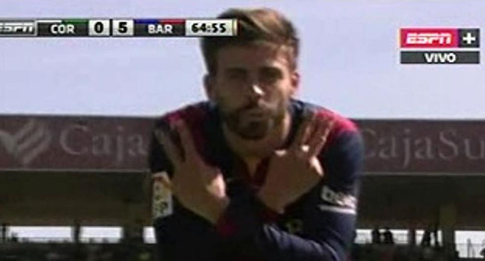 Barcelona vs Córdoba: Gerard Piqué mete el quinto. (Foto: Captura)