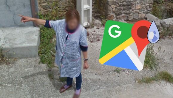 Una foto viral retrata al auto de Google encargado de mostrarnos por dónde ir pidiendo indicaciones a una lugareña en un remoto pueblo español. | Crédito: @javiergmart / Twitter / Composición.