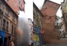 YouTube: instante en que edificio se derrumba aterrando a vecinos