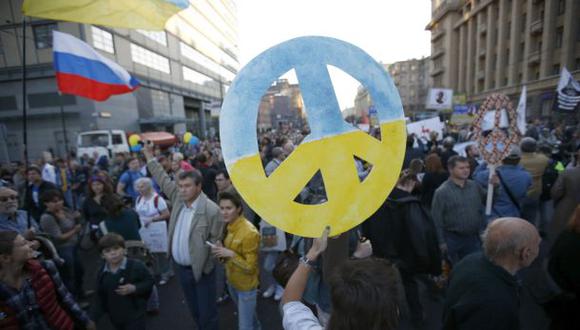 Masiva protesta en Moscú contra la intervención rusa en Ucrania