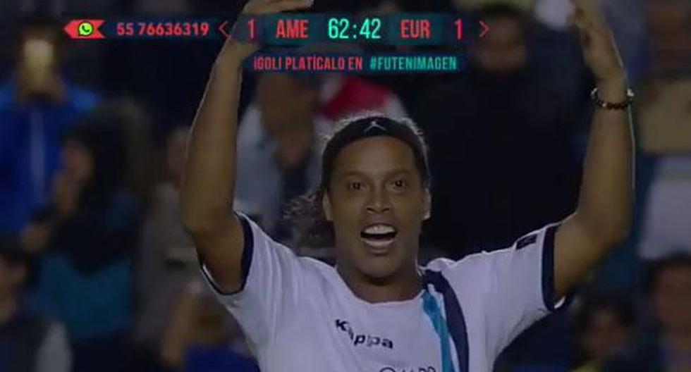Una vez más Ronaldinho haciendo de las suyas en un partido de exhibición. (Video: Imagen Deportes)