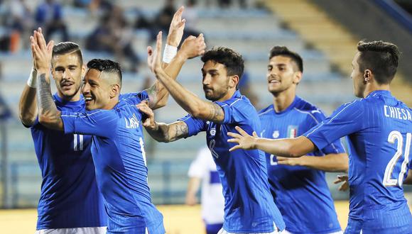 Gianluca Lapadula, delantero italiano de raíces peruanas, debutó oficialmente con la selección italiana en el duelo amistoso contra San Marino. Fue la figura luego de marcar un hatrick. (Foto: AFP)
