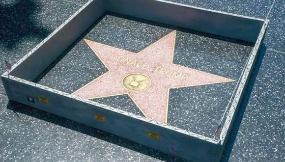 Colocan "muro" alrededor de la estrella de Trump en Hollywood