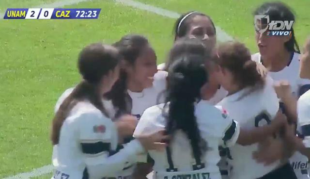Ana Paola López anotó dos tantos en la goleada por 3-0 de Pumas UNAM sobre Cruz Azul por la Liga Femenil de México. (Facebook)