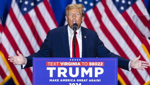 El expresidente estadounidense Donald Trump habla con sus partidarios durante un mitin de campaña del Super Martes en Richmond, Virginia, EE.UU., 02 de marzo de 2024. Foto: JIM LO SCALZO/EFE/EPA/