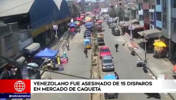 El crimen de Joel Ramírez Ramírez estaría vinculado a la extorsión y al cobro de cupos a los comerciantes del mercado de Caquetá. (Foto: captura de video América TV)