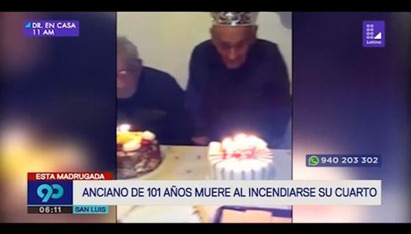 Anciano de 101 años murió durante un incendio en el cuarto donde residía (Video: Latina)