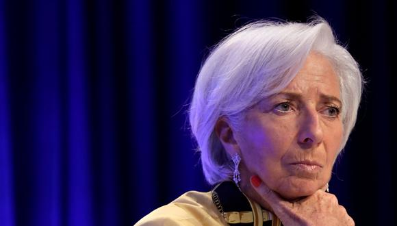 Christine Lagarde, directora gerente del FMI, en una conferencia de prensa el jueves 19 de abril.