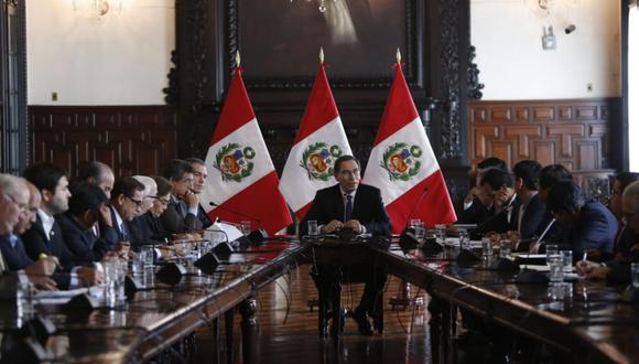 Presidente Martín Vizcarra se reunió por varias horas con los voceros de los bloques parlamentarios en busca de consenso (Foto: Presidencia de la República)