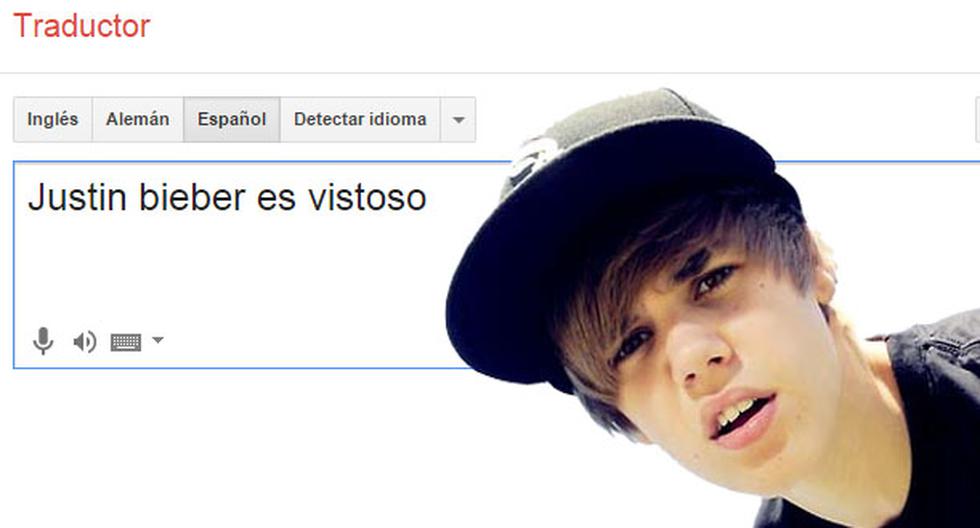 Justin Bieber vuelve a ser \"víctima\" de Google Translate. (Foto: Captura)