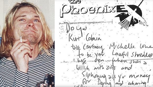 Hallan carta que Kurt Cobain escribió para Courtney Love