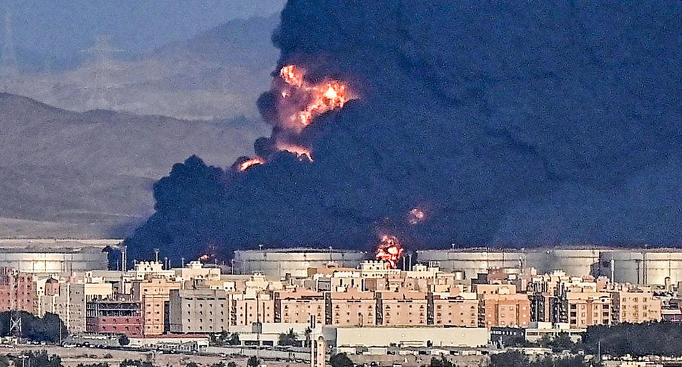 Drone and missile strikes spark major fire at Aramco facility in Saudi Arabia
