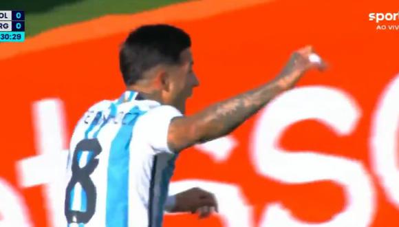 Argentina vs. Bolivia: Enzo Fernández marca el 1-0 tras centro de Ángel Di María| VIDEO. (Foto: captura Sport TV)