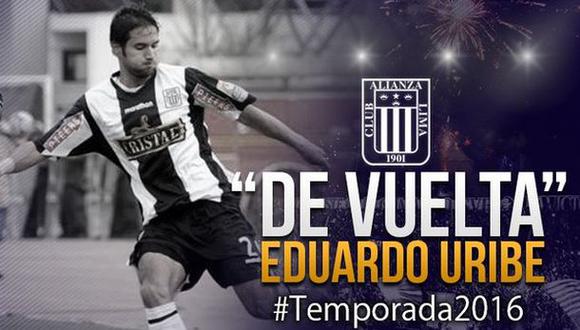 Alianza Lima confirmó el fichaje de Eduardo Uribe