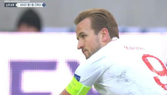 Harry Kane la pasó muy mal contra Croacia, por la UEFA Nations League. El '10' de Inglaterra se perdió dos anotaciones claras y con el arco a su merced. (Foto: captura de video)