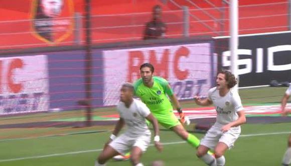PSG pasó serios apuros en su compromiso ante Rennes. El mediocampista Adrien Rabiot metió la pelota en su propia portería, por la sexta jornada de la Ligue 1. (Foto: captura de video)