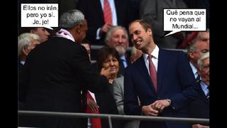 Meme del saludo de Manuel Burga al príncipe William en Wembley