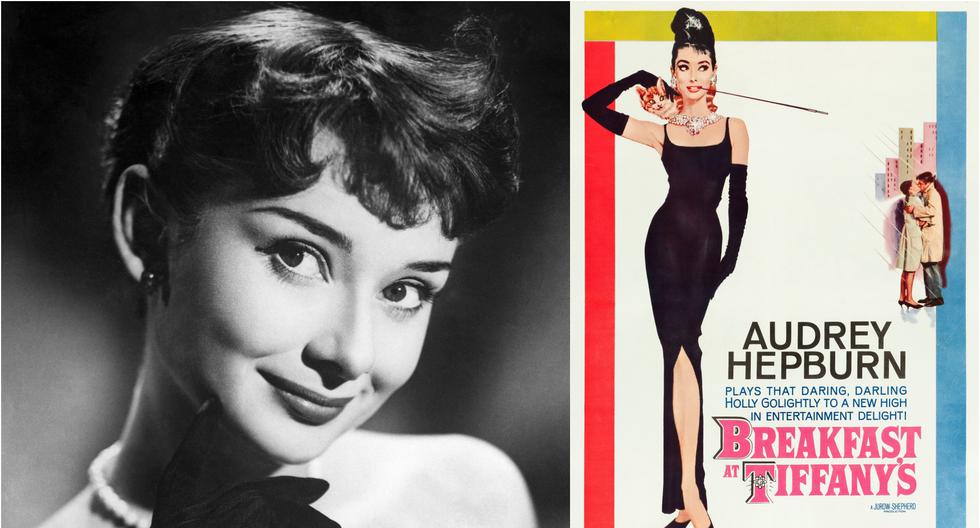 Audrey Hepburn, ícono de Hollywood. A la izquierda, en una imagen captada en 1951, dos años antes de ganar su primer Oscar por "Vacaciones en Roma". A la derecha, en el póster de la que quizá sea su cinta más emblemática, "Desayuno con diamantes".