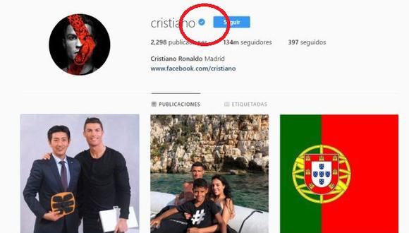 Solo las celebridades tienen el check azul que significa la cuenta verificada en Instagram. (Foto: Instagram Cristiano Ronaldo)