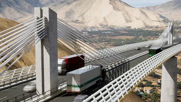 Representación de un viaducto de la futura Carretera Central, que contará con cuatro carriles, dos por cada sentido. Foto: MTC