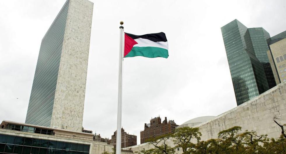 Bandera de Palestina fue izada frente a sede de la ONU en Nueva York. (Foto: EFE)
