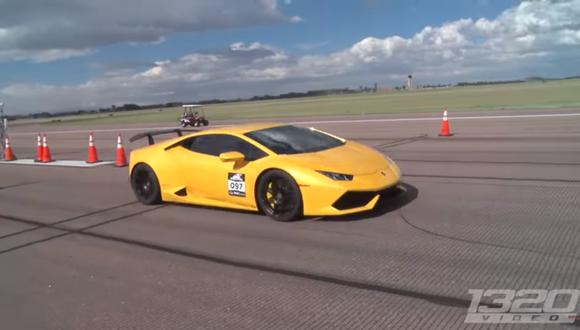 La marca final obtenida por este Lamborghini Huracán durante el cuarto de milla es de 418 km/h. (Foto: YouTube).