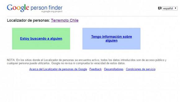 Google habilita localizador de personas por Terremoto en Chile