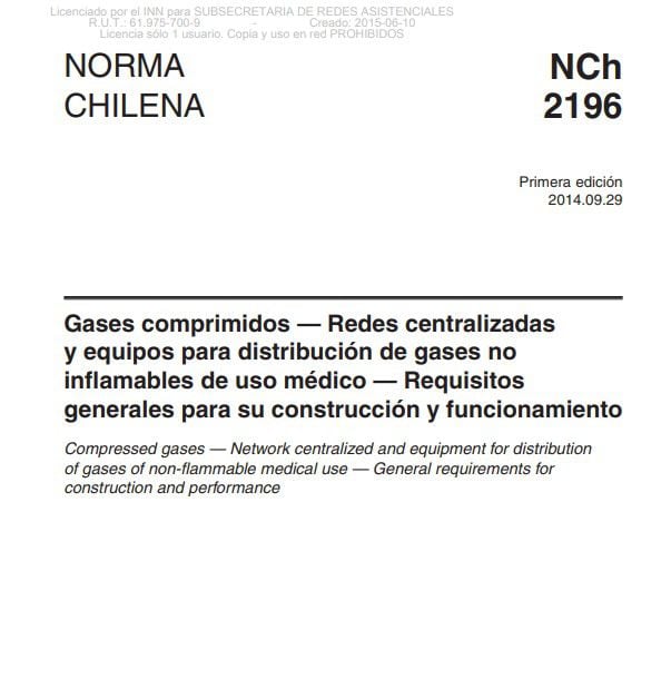 Norma de redes centralizadas y equipos para distribución de gases no inflamables de uso médico de Chile. (Foto: Archivo)