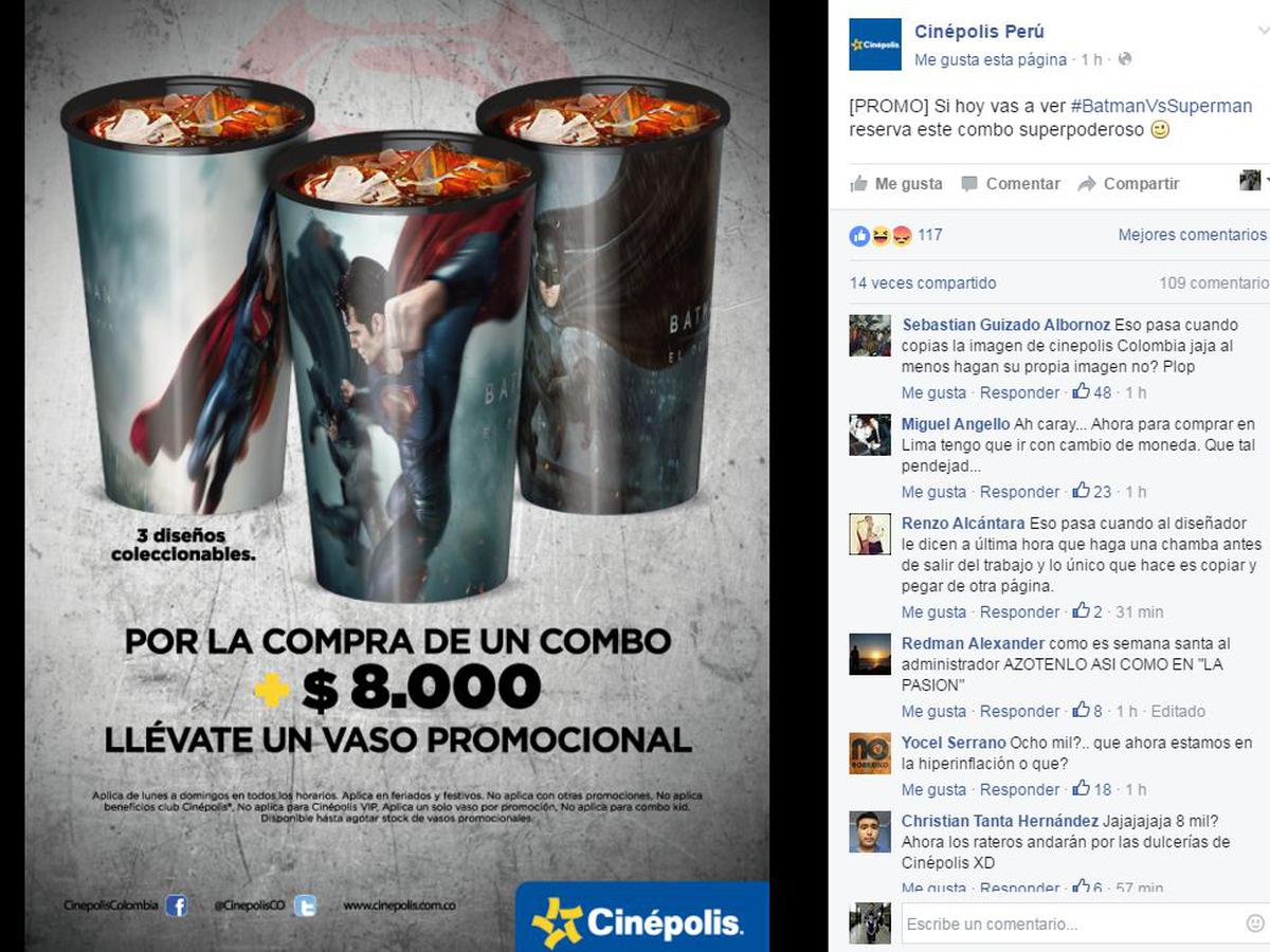 Facebook: error de una cadena de cines al publicar una oferta |  REDES-SOCIALES | EL COMERCIO PERÚ
