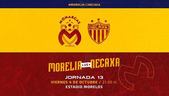 Monarcas Morelia vs. Necaxa se enfrentan en la Liga MX. (Foto: @FuerzaMonarca)