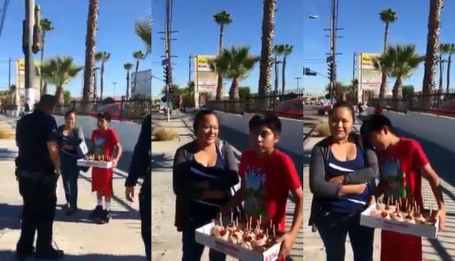 En Facebook se publicó el video viral de la conmovedora escena donde efectivos de la policía le dan un pavo a una familia en el Día de Acción de Gracias en EE.UU. (Foto: captura)