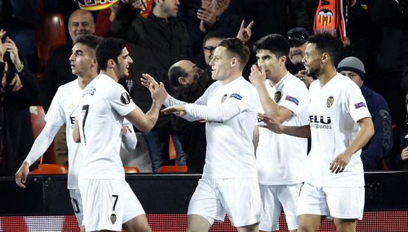 Valencia venció 1-0 al Celtic y clasificó a los octavos de final de la UEFA Europa League . (Foto: AFP).