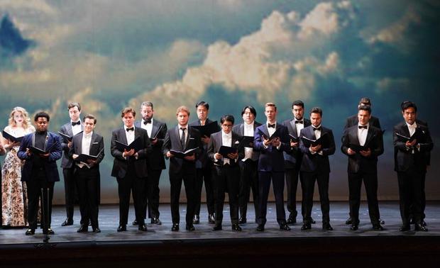 Iván Ayón Rivas (center) is the first Peruvian to win the prestigious Operalia singing competition.  This year he was also the only Latin American representative in the competition.  (Photo: P.Rychkov / Bolshoi Theater / Broadcasting)