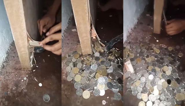 En Facebook se volvió viral el video de un hombre abriendo una puerta de madera con un martillo. La lluvia de cientos de dirham, monedas de Marruecos provocó distintas reacciones de los usuarios de las redes sociales. (Foto: Captura)