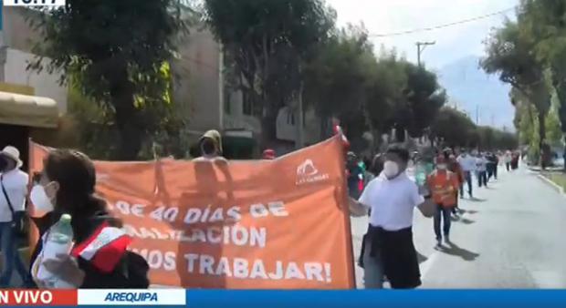 Trabajadores de Las Bambas de Arequipa marchan. (Captura: Canal N)
