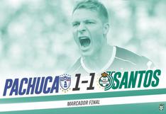 Santos Laguna obtuvo un valioso empate en casa del Pachuca por la Liga MX