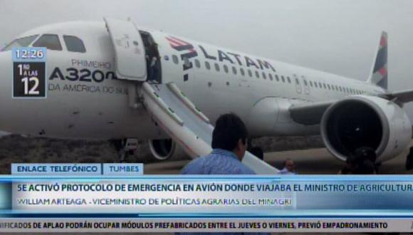 Falsa alarma causó activación de protocolo de emergencia en avión donde viajaba ministro (Captura: Canal N)