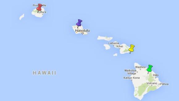 Los helic&oacute;pteros se estrellaron en la zona norte de Haw&aacute;i, en la  isla de Oahu. (Imagen: googlemap)