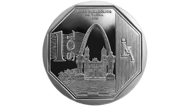 Conoce todas las monedas acuñadas por el BCR. La primera de la serie numismática "Riqueza y orgullo del Perú" es la alusiva al Arco Parabólico de Tacna. (Foto: BCR)