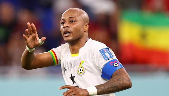 Andre Ayew vivió momento complicado durante Ghana-Uruguay en Qatar 2022. (Foto: Reuters)