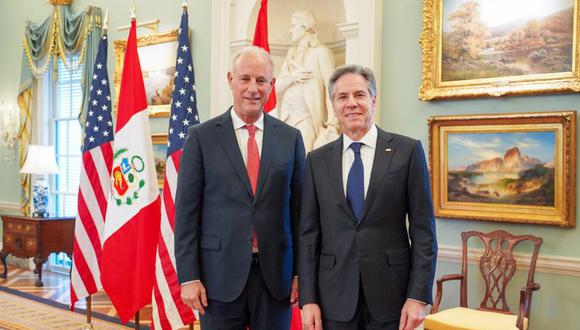 Canciller peruano se reunió con el secretario de Estado de EE.UU. Antony Blinken. (Foto: Ministerio de Relaciones Exteriores)