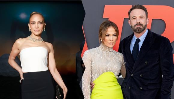 Jennifer Lopez se presenta en la gala del avant premiere de "Atlas", la última película de ciencia ficción de Netflix. A la derecha, una foto referencial de Ben Affleck y su esposa en la premiere de "Air", una cinta protagonizada por el actor.