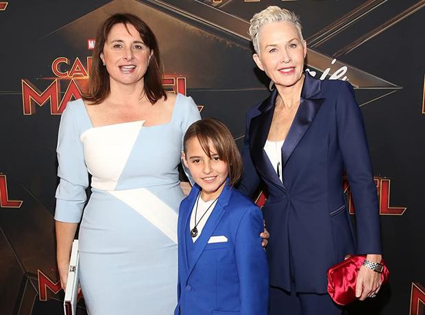 Victoria Alonso with her wife, actress Imelda Corcoran, and their daughter, Olivia.  (Getty Images)